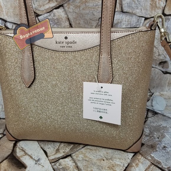 Lola Joeley Shimmy Glitter Lola Satchel Crossbody Rose Gold Small Kate Spade - Picture 6 of 14